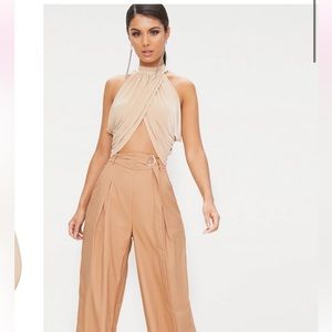 Champagne Neck Wrap Crop Top